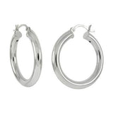 Sterling Silver Round Tube Hoop Earrings