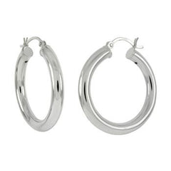 Sterling Silver Round Tube Hoop Earrings
