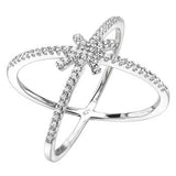Sterling Silver Micro Pave CZ Criss Cross Ring