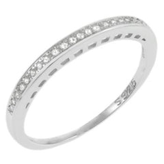 Sterling Silver Rhodium Plated 2mm Round CZ Ring