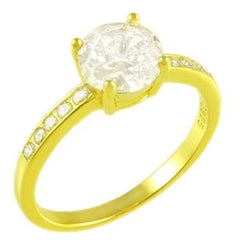 Sterling Silver Gold Plated Round Solitaire CZ Ring