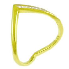Load image into Gallery viewer, Sterling Silver Gold Plated V Shaped CZ Ring
