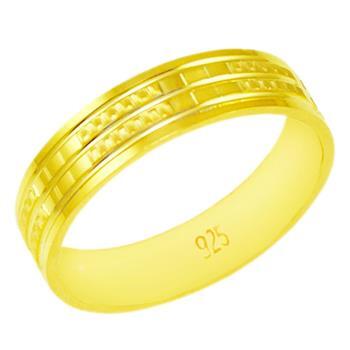 Sterling Silver Gold Plated Diamond Cut Ring