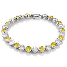 Load image into Gallery viewer, Sterling Silver Round Bezel Set Yellow And White CZ Bracelet