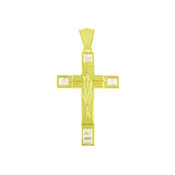 Sterling Silver Gold Plated Crucifix Cross Pendant