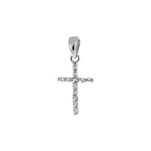 Load image into Gallery viewer, Sterling Silver Small Cross Cubic Zirconia Pendant