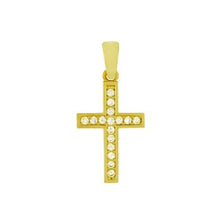 Load image into Gallery viewer, Sterling Silver Gold Plated Cross CZ Pendant