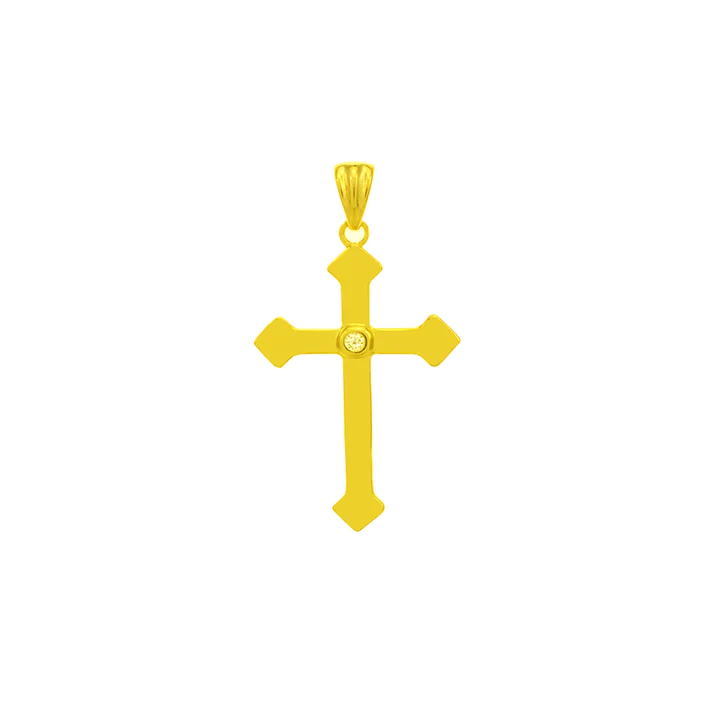 Sterling Silver Gold Plated CZ Cross Pendant