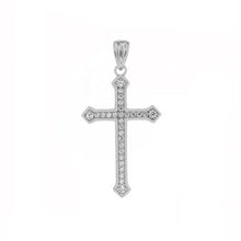 Load image into Gallery viewer, Sterling Silver Rhodium Plated Micro Pave CZ Cross Pendant