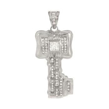 Load image into Gallery viewer, Sterling Silver Rhodium Plated CZ Unique Key Pendant