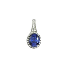 Load image into Gallery viewer, Sterling Silver Oval Tanzanite And Clear CZ Halo Pendant