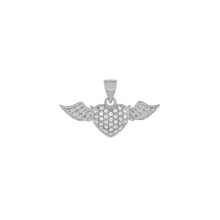 Load image into Gallery viewer, Sterling Silver Pave CZ Heart Angle Wings Pendant