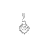 Sterling Silver Rhodium Plated Diamond And Heart Motion CZ Pendant