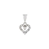 Sterling Silver Rhodium Plated Small CZ Heart Pendant