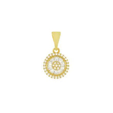 Load image into Gallery viewer, Sterling Silver Gold Plated CZ Round Disc Pendant