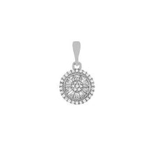 Load image into Gallery viewer, Sterling Silver Rhodium Plated CZ Round Disc Pendant