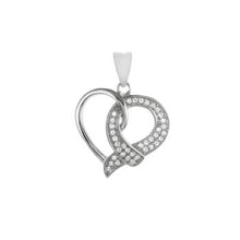 Load image into Gallery viewer, Sterling Silver Rhodium Plated Heart CZ Pendant