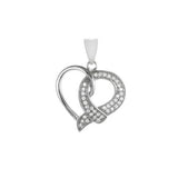 Sterling Silver Rhodium Plated Heart CZ Pendant