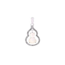 Load image into Gallery viewer, Sterling Silver Moveable White Jade Lucky Gourd Pendant
