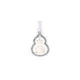 Sterling Silver Moveable White Jade Lucky Gourd Pendant
