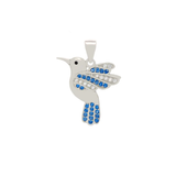 Sterling Silver Blue And White CZ Hummingbird Pendant