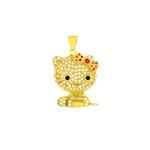 Load image into Gallery viewer, Sterling Silver Gold Plated Pave CZ Kitty Cat Pendant