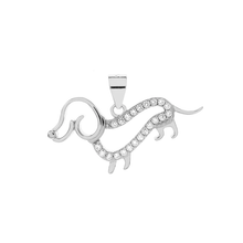 Load image into Gallery viewer, Sterling Silver Rhodium Plated Dog CZ Pendant