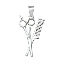 Load image into Gallery viewer, Sterling Silver Hair Stylist Scissors Comb Pendant