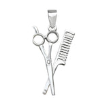 Sterling Silver Hair Stylist Scissors Comb Pendant