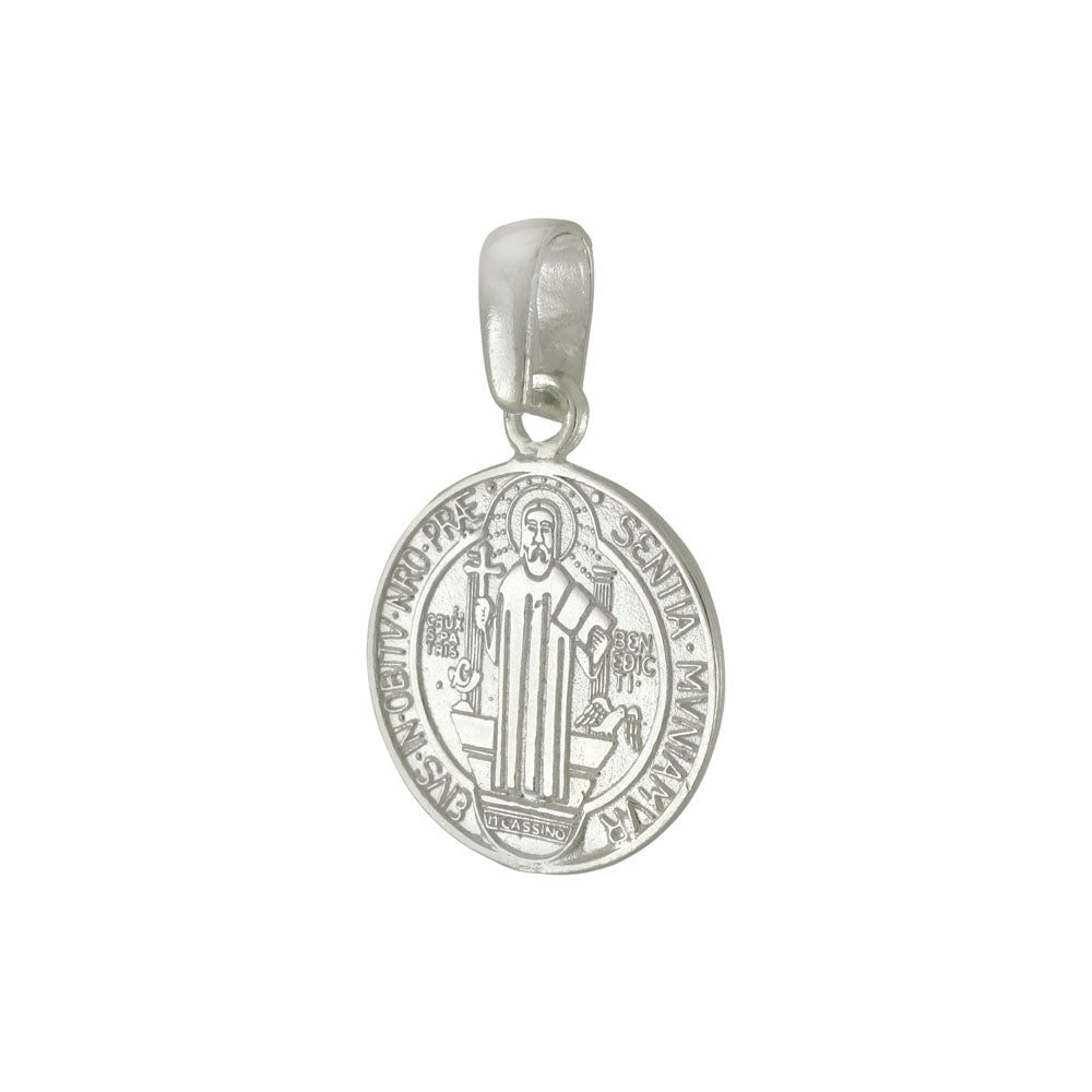 Sterling Silver Double Side Saint Benedict Medal Pendant
