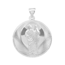Load image into Gallery viewer, Sterling Silver Round Saint Jude Thaddeus 3D Medal Pendant
