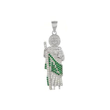 Load image into Gallery viewer, Sterling Silver Saint Jude Micro Pave CZ Pendant