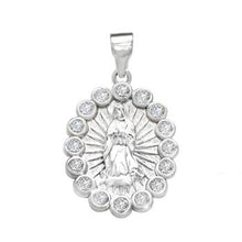 Load image into Gallery viewer, Sterling Silver Rhodium Plated Lady Of Guadalupe CZ Pendant