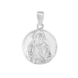 Sterling Silver Double Side Sacred Heart Of Jesus Virgin Mary And Child Medal Pendant