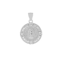 Load image into Gallery viewer, Sterling Silver Lady of Guadalupe CZ Medal Pendant-24mm