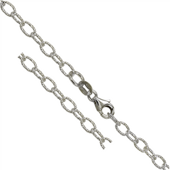 Italian Sterling Silver Oval Rolo DC Anklet