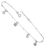 Sterling Silver White Opal Butterfly Cabochon Flower Anklet