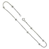 Sterling Silver DC Box Chain Bead Anklet