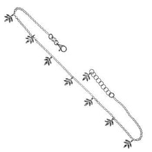 Load image into Gallery viewer, Italian Sterling Silver Rolo Dangle Leaves Charm Anklet