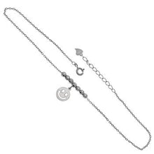 Load image into Gallery viewer, Sterling Silver Sliding DC Bead Emoji Happy Face Anklet