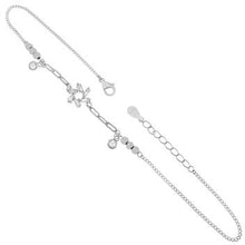 Load image into Gallery viewer, Sterling Silver Rhodium Plated Paperclip Curb Chain With CZ Anklet
