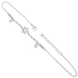 Sterling Silver Rhodium Plated Paperclip Curb Chain With CZ Anklet