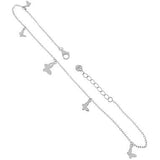 Sterling Silver Rhodium Plated Butterfly Anklet