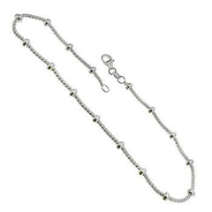 Italian Sterling Silver Popcorn Alternate Beads Anklet