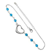 Load image into Gallery viewer, Sterling Silver Turquoise With Floating Heart Anklet