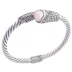 Sterling Silver Cultured Freshwater Pearl Cuff Bangle Bracelet