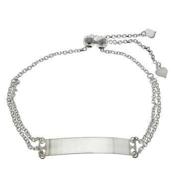 Sterling Silver Double Rolo DC Chain Adjustable ID Bracelet