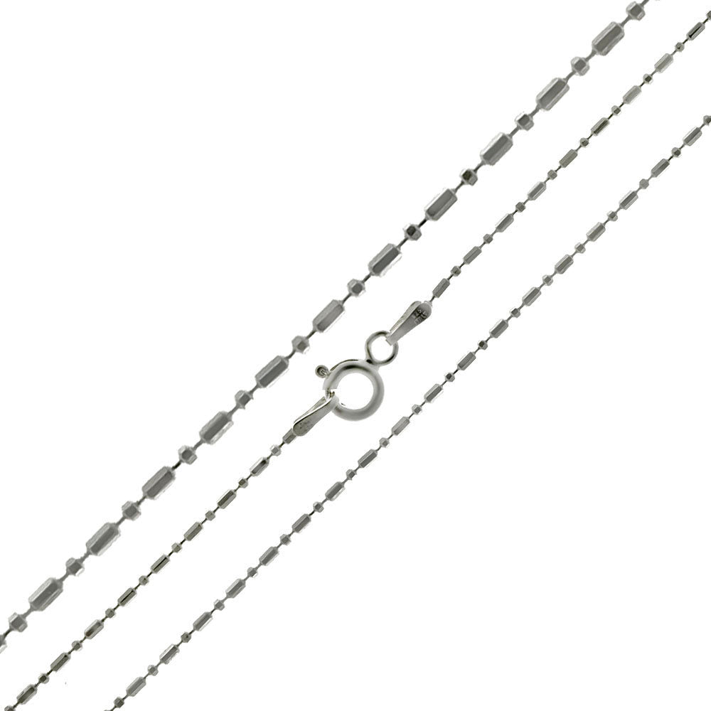 Italian Sterling Silver DC Bead 1+1 1.2mm Chain