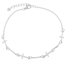 Load image into Gallery viewer, Sterling Silver Sideways Cross Bracelet