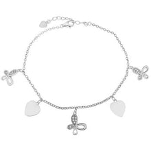 Load image into Gallery viewer, Sterling Silver Butterfly Heart Rhodium Bracelet